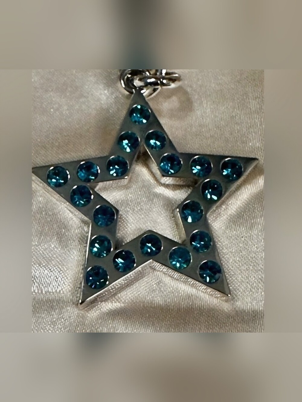 Coach Silver Star Pendant with Teal Crystals